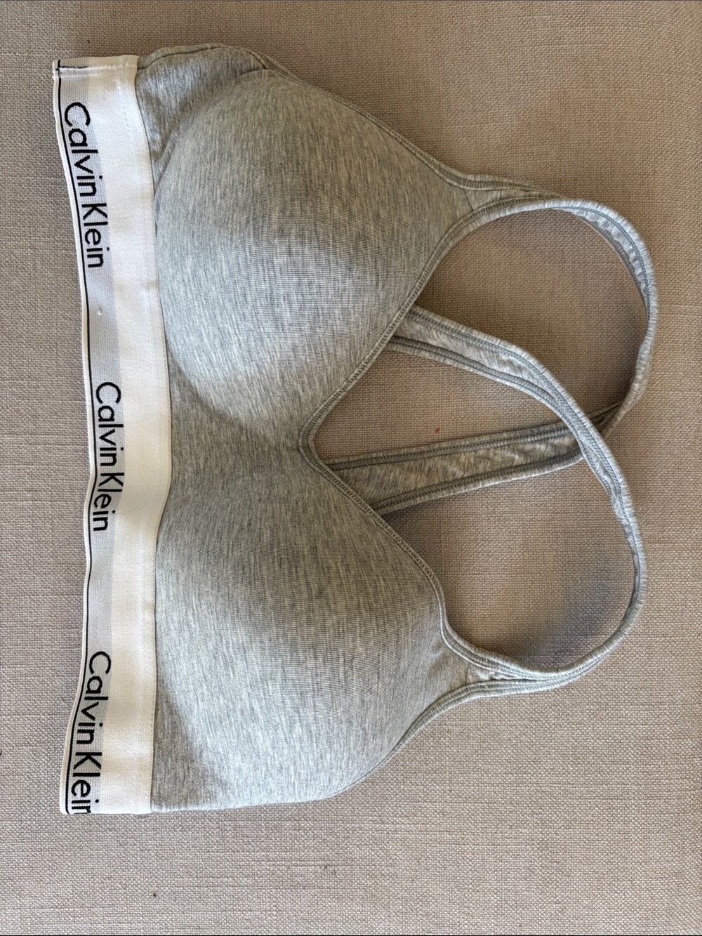 Calvin Klein Heather Gray Racerback Bra Logo Band Size L Modern Cotton